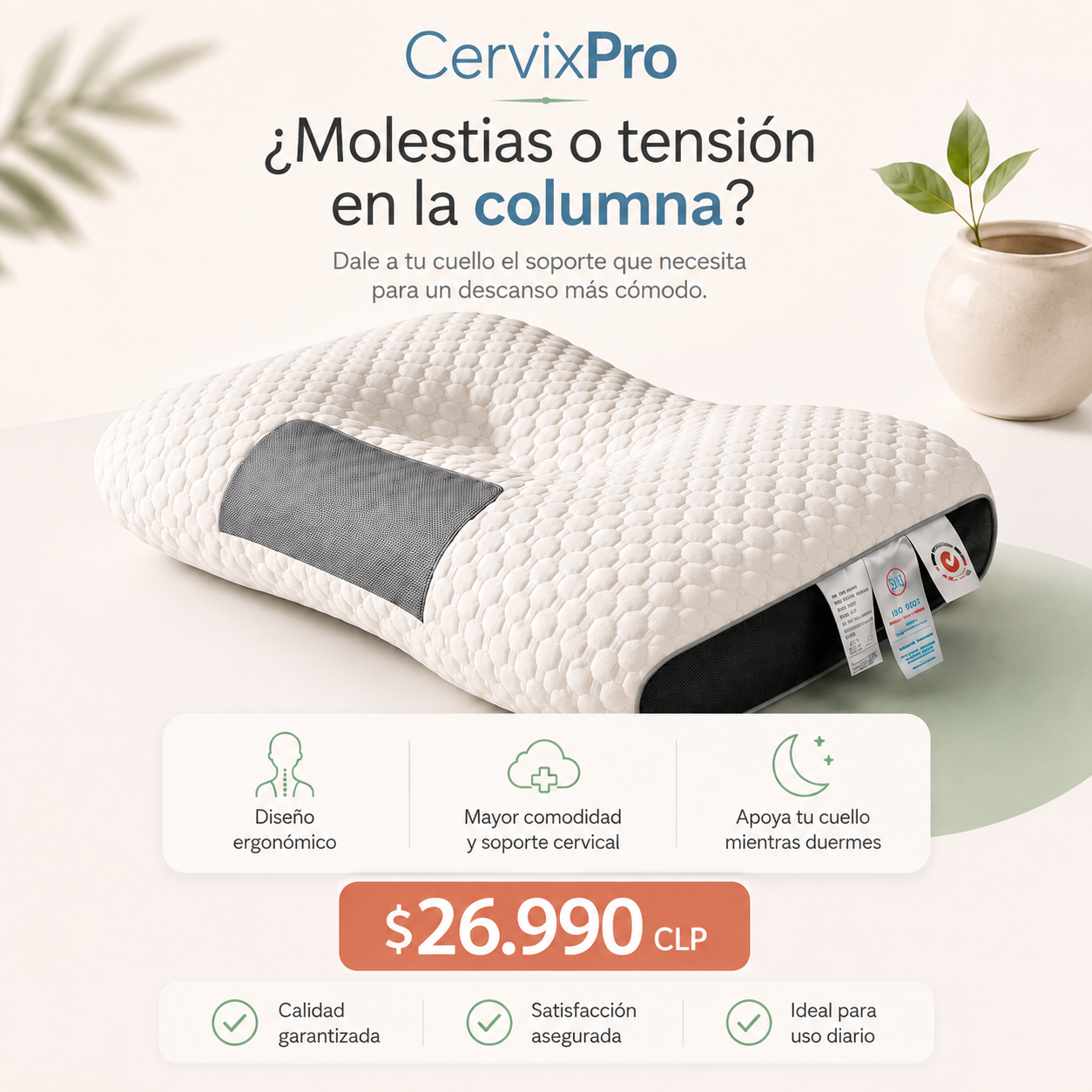 CervixPro  — Almohada Cervical Ortopédica para Dormir sin Dolor